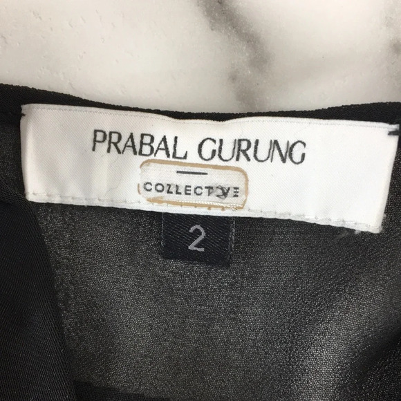 Prabal Gurung Collective Blouse‎ Womens 2 Black Ruffle Ribbed Button Front - Picture 9 of 14